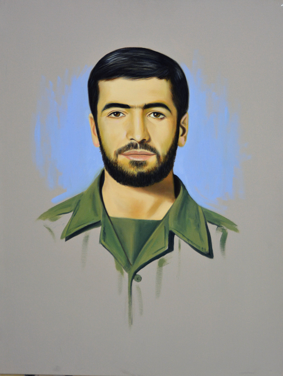نقاشی چهره شهید علیرضا دست بر سر